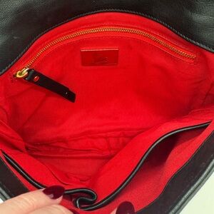 Christian Louboutin Black Leather Crossbody Bag | Red Lining | Gold Hardware